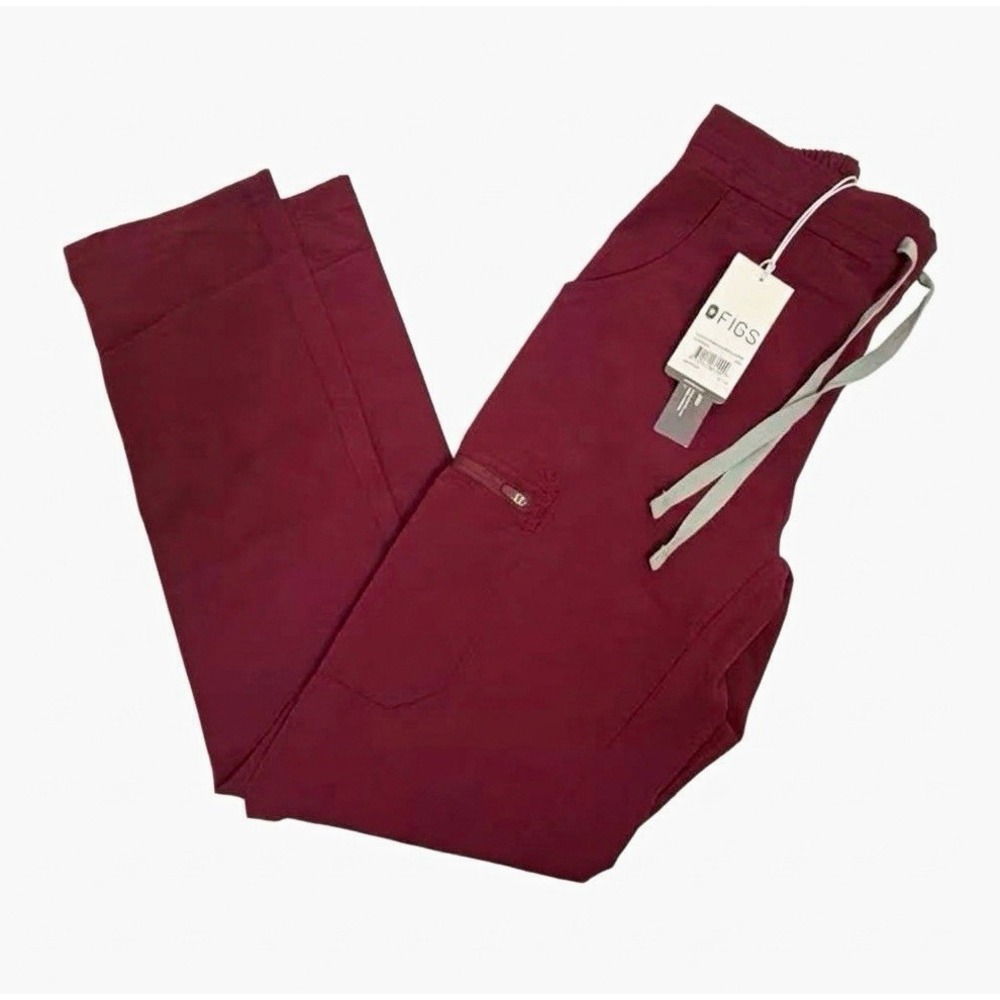 FIGS Fionlite Yola Skinny Scrub Pants Women's 2XS Burgundy Drawstring XXS